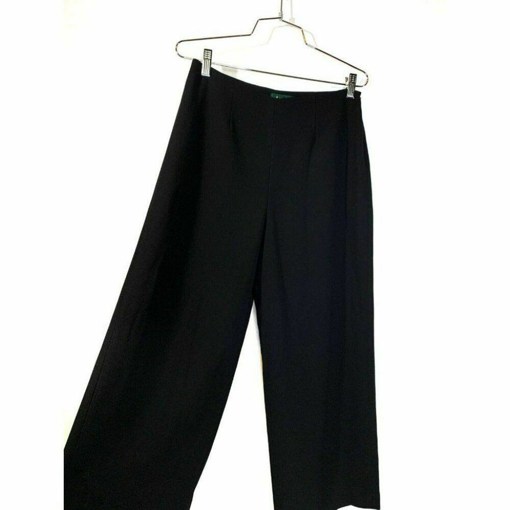 Lauren Ralph Lauren Black Wide Leg Dress Pants Sz 6 Triacetate Blend high waist - Picture 5 of 12